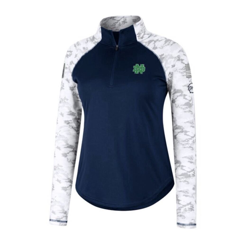 Colosseum Athletics Notre Dame Military Appreciation Camo Quarter-Zip Size Large